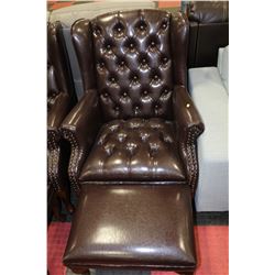 NEW WINGBACK BROWN LEATHERETTE PARLOUR CHAIR