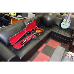 BLACK LEATHERETTE CHASE LOUNGE SECTIONAL