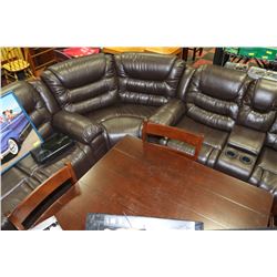 CHOCOLATE BROWN LEATHER RECLINING SECTIONAL