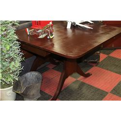 DOUBLE DROP LEAF BRASS FOOTED DINING TABLE