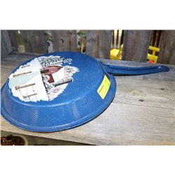 VINTAGE ENAMEL HAND PAINTED FRYING PAN
