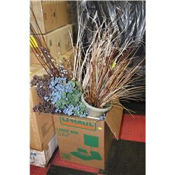 BOX W ASST. ARTIFICIAL PLANTS AND LIGHTED TREE