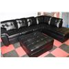 Image 1 : LARGE BLACK LEATHER SECTIONAL W/ OTTOMAN