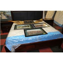 WOOD KING SIZE BLACK LEATHERETTE PADDED HEADBOARD