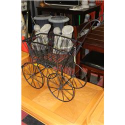 WROUGHT IRON PLANTER ON WHEELS