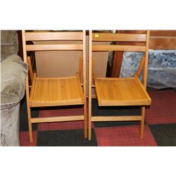 PAIR OF WOODEN FOLDING CHAIRS