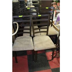 SET OF FOUR METAL AND FABRIC CHAIRS