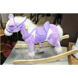 PLUSH PURPLE & WHITE ROCKING HORSE