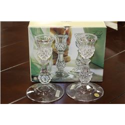 PAIR OF CRYSTAL CANDLE HOLDERS