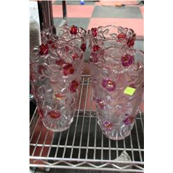 NEW GLASS ROSE VASE X4