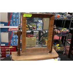 VINTAGE WOODEN DRESSER-TOP CHEVAL MIRROR