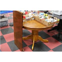 NEW OAK PEDESTAL TABLE W LEAF