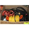 Image 1 : BOX OF ASSORTED POWER CORDS, TROUBLE LIGHT ETC