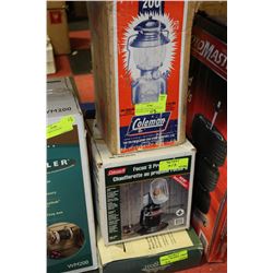 BELLOWS FOOT PUMP, COLEMAN HEATER & LAMP