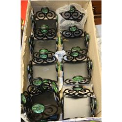 BOX OF SQUARE CANDLE HOLDERS