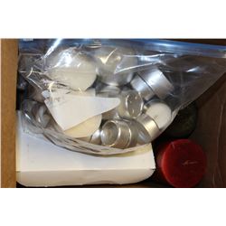 BOX OF CANDLES & HOLDERS