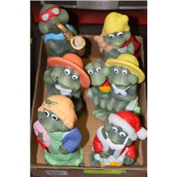BOX OF ASSORTED FROG ORNAMENTS & FIGURES
