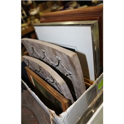 BOX OF ASSORTED PICTURES & FRAMES