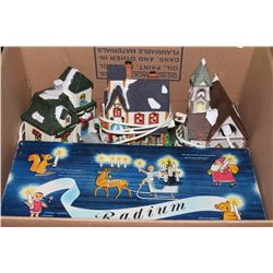 BOX OF VINTAGE CHRISTMAS ORNAMENTS W 3