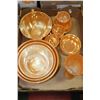 Image 1 : FLAT OF 11 PIECES OF PEACH LUSTER FIREKING DISHES