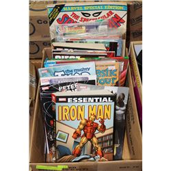 BOX OF SPIDERMAN GRAPHIC NOVELS & COMICS
