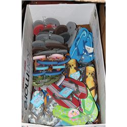 BOX OF ASSORTED FLIP FLOPS ( MULTIPLE SIZES )