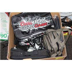 LARGE BOX W/ INSULATED BEER COOLER BAGS