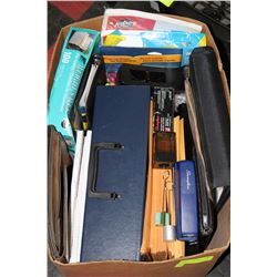 LARGE BOX OF SCHOOL/OFFICE SUPPLIES