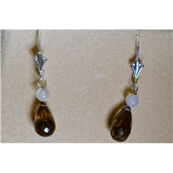 St Silver & Smokey Quartz Earrings