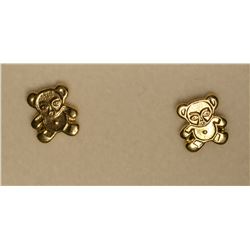 14K Gold Teddy Bear Baby Earrings