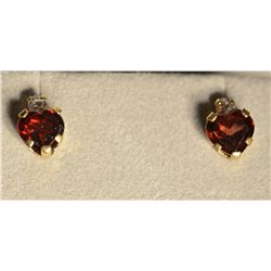 10kt Gold Garnet & CZ Earrings