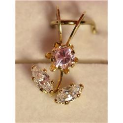 10kt Gold Pink & White CZ Pendant