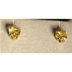 10K Gold Citrine Heart-shaped Earrings