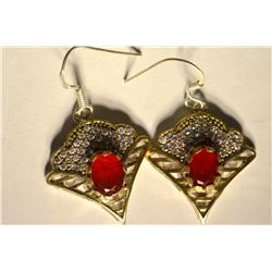 Antique Design Base Metal Ruby Earrings