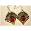 Image 1 : Antique Design Base Metal Ruby Earrings