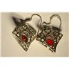 Image 2 : Antique Design Base Metal Ruby Earrings