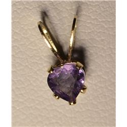 14K Gold Amethyst Heart-shaped Pendant