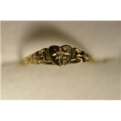 10K Gold Diamond Heart-shaped Baby Ring