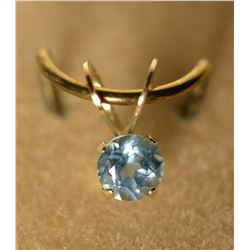14K Gold Blue Topaz Pendant