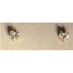 14K Gold Cubic Zirconia Heart-shaped Earrings