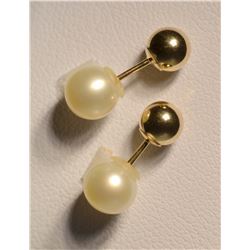10k Gold Reversable Pearl Earrings