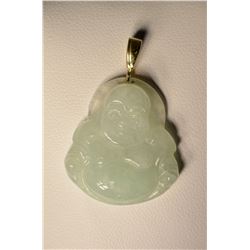 14K Gold Jade Hand Carved Pendant