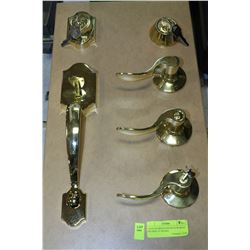 3 SETS OF BRASS HANDLES W/ KEYS ON DISPLAY BOARD