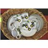 Image 1 : LARGE WICKER BASKET W/ 24PC 'JOHN DEERE' SET