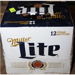 CASE OF 12 BOTTLES OF MILLER LITE BEER