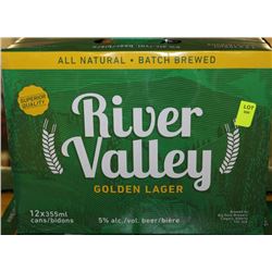 CASE OF 12 CANS RIVER VALLEY GOLDEN LAGER