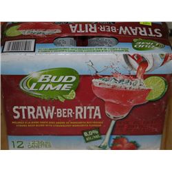 CASE OF 12 CANS BUD LIME STRAW-BER-RITA