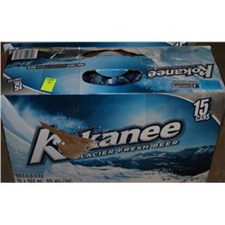CASE OF 15 CANS KOKANEE GLACIER FRESH BEER