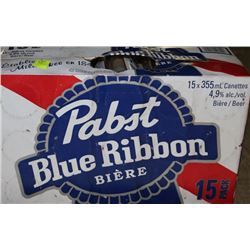CASE OF 15 CANS BLUE RIBBON BEER