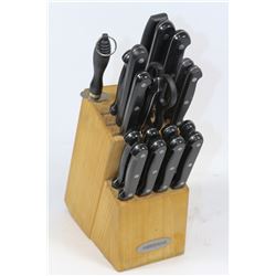 KNIFE BLOCK W/ 19-PCE FARBERWARE KNIFE SET